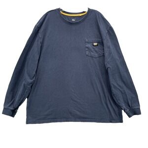 Caterpilar CAT Pocket T-Shirt‎ Mens XXL Blue Workwear Safety Gorpcore Streetwear